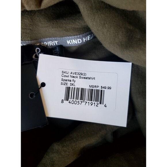 NWT Ampersand Avenue Women's Cowl Neck Pullover XXXL No Pocket Olive Green Gray - Picture 12 of 12